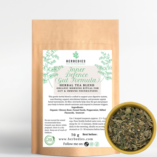 3-STEP GUT & IMMUNE RESILIENCE SYSTEM (Herbal Ritual Set) A structured 3-step herbal system that strengthens the gut barrier, fortifies immunity and reduces inflammation — for women who catch colds easily or feel run down.
