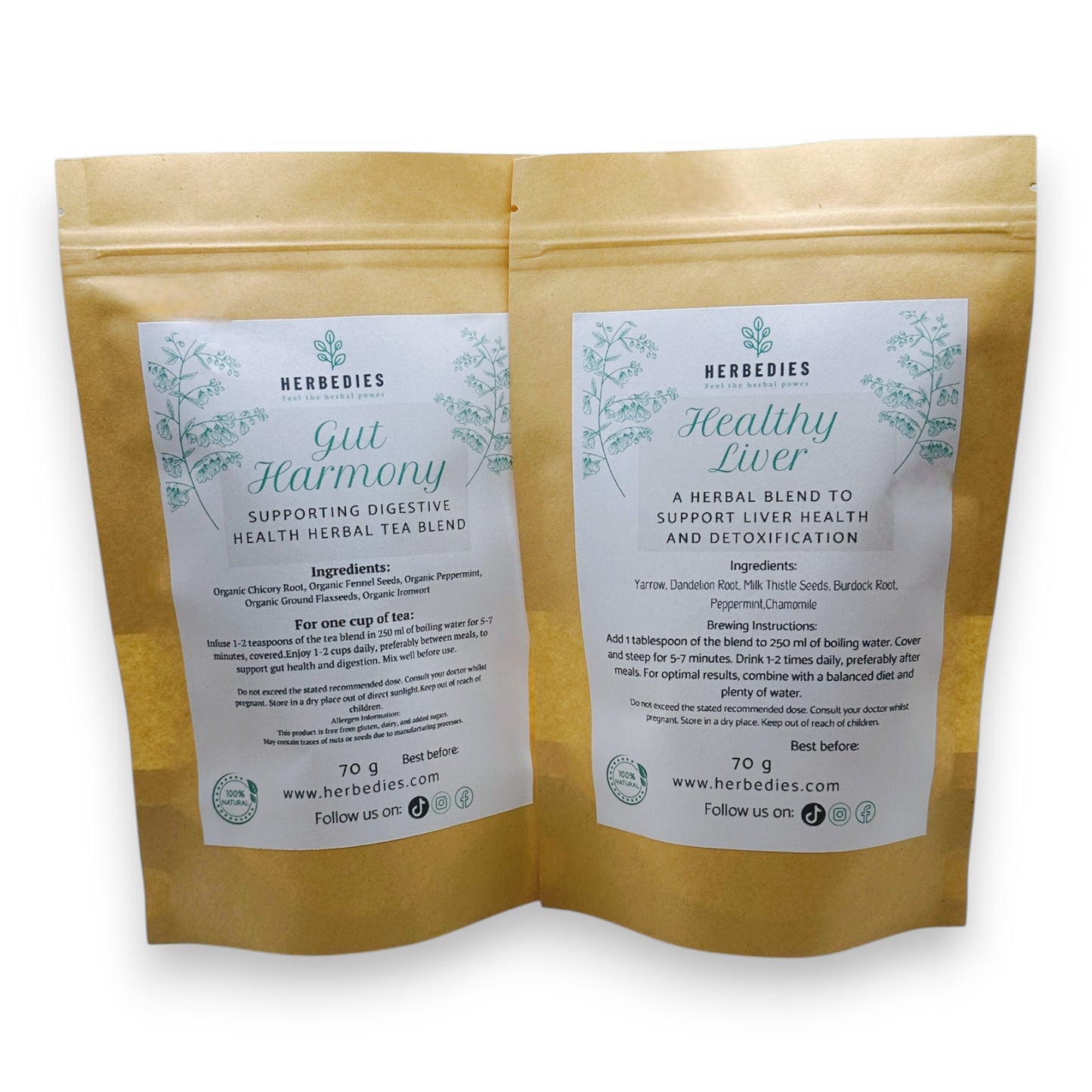 GUT & LIVER DUO Organic Herbal Tea Blends – Natural Support for Digestive & Liver Health