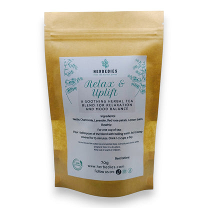 RELAX & UPLIFT Organic Herbal Tea Blend– Find Your Calm and Elevate Your Mood!